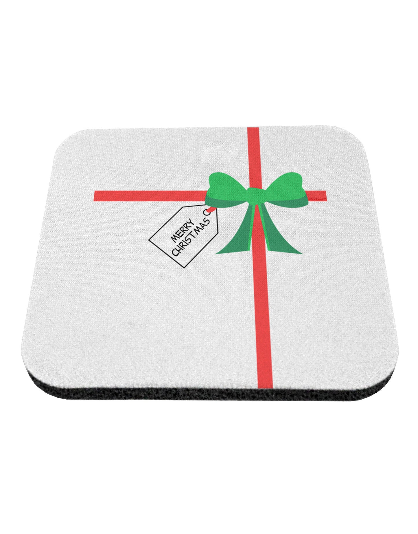 Merry Christmas Present Gift Coaster-Coasters-TooLoud-White-Davson Sales