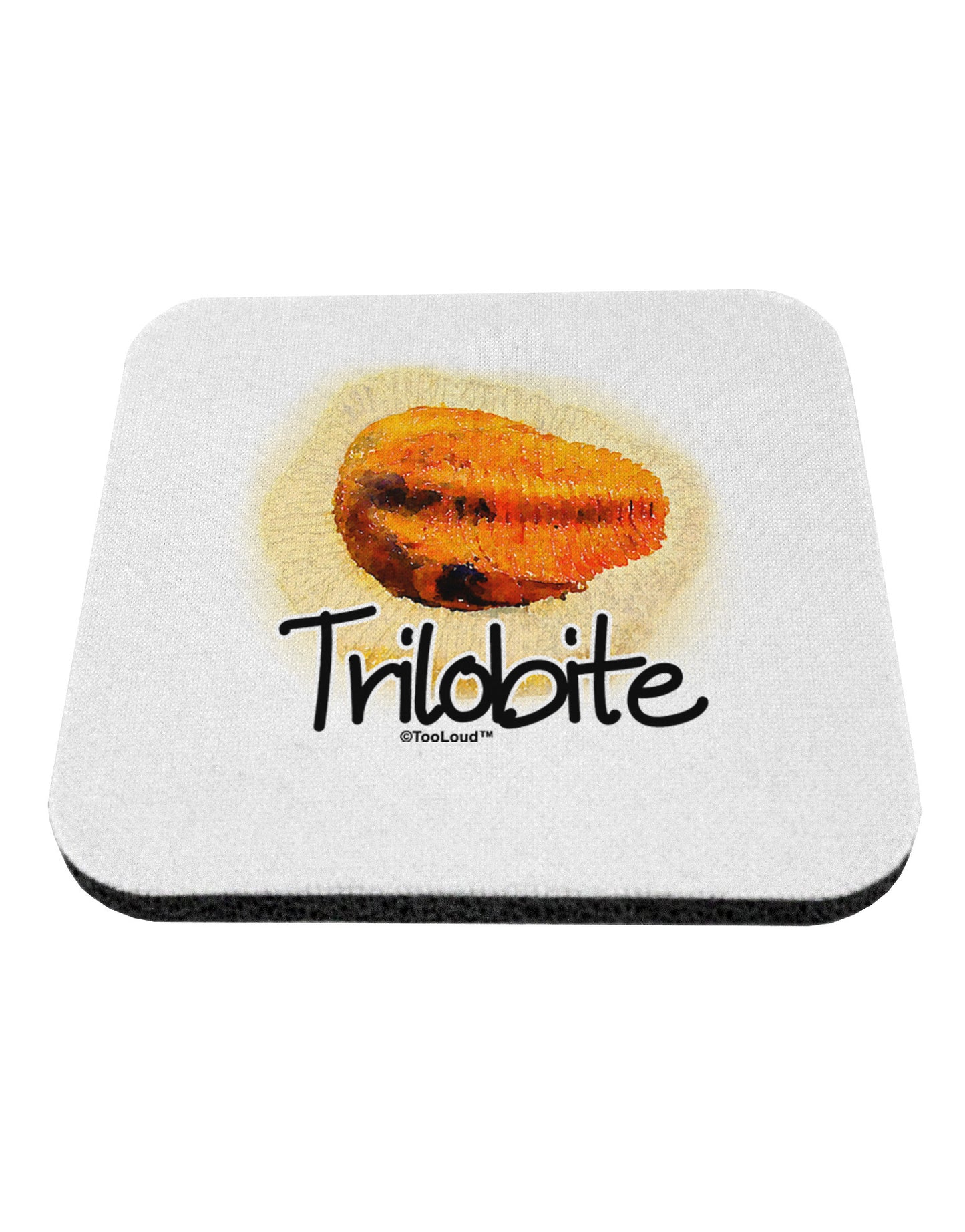 Trilobite Fossil Watercolor Text Coaster-Coasters-TooLoud-White-Davson Sales