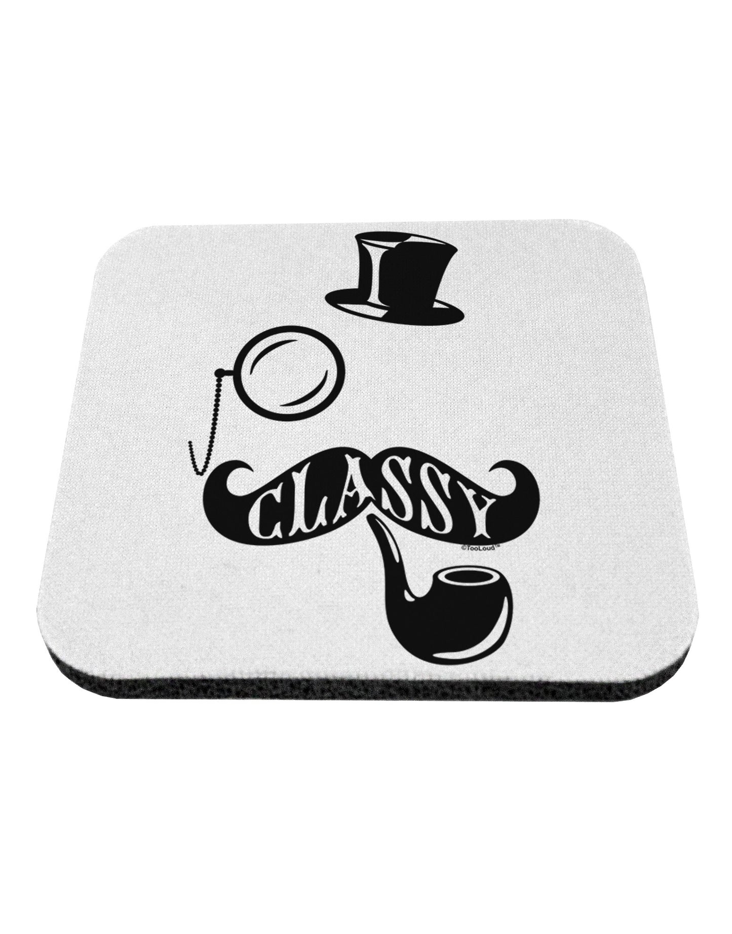 Classy Tophat Mustache Pipe and Monocle Coaster-Coasters-TooLoud-White-Davson Sales