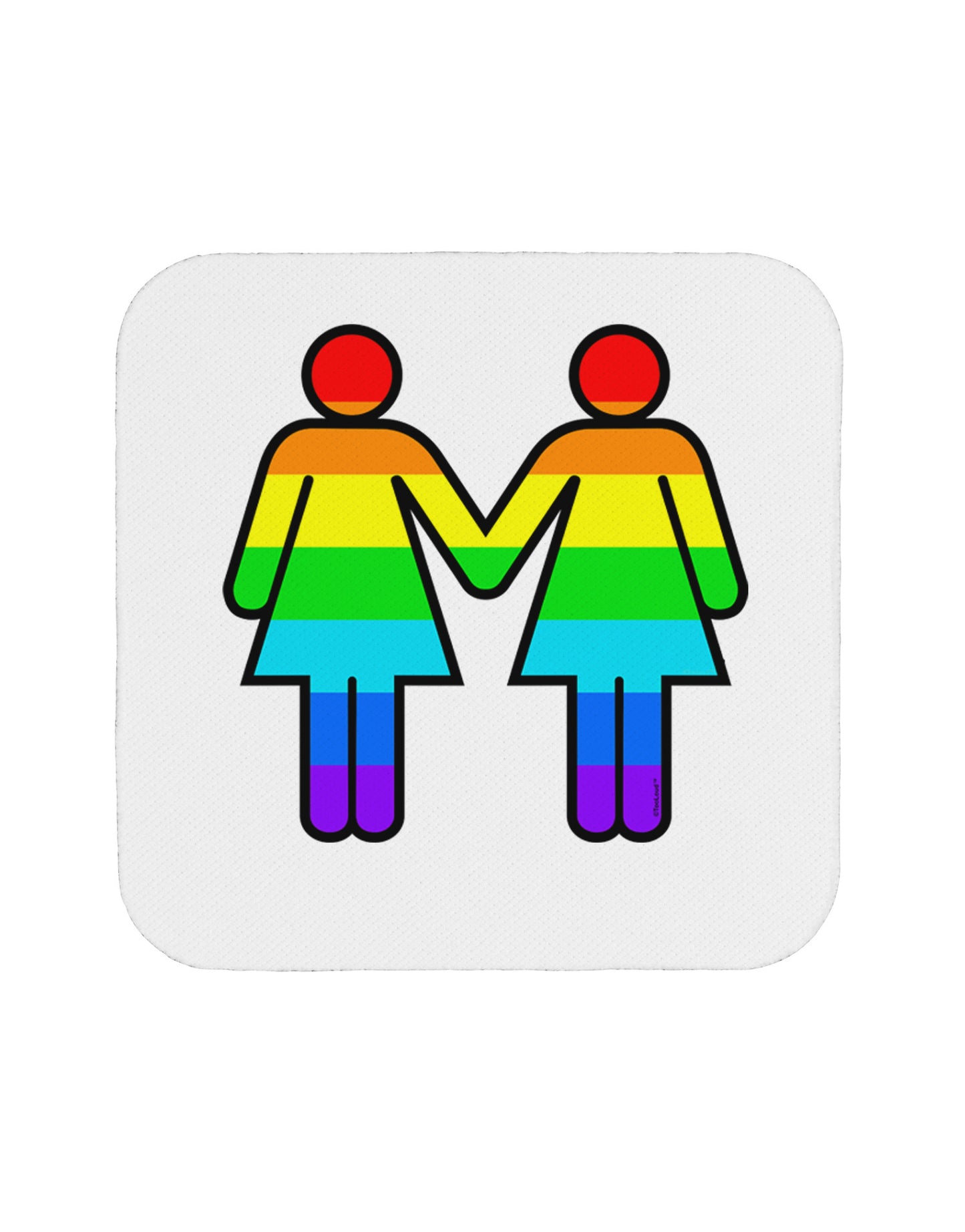 Rainbow Lesbian Women Holding Hands Coaster-Coasters-TooLoud-White-Davson Sales