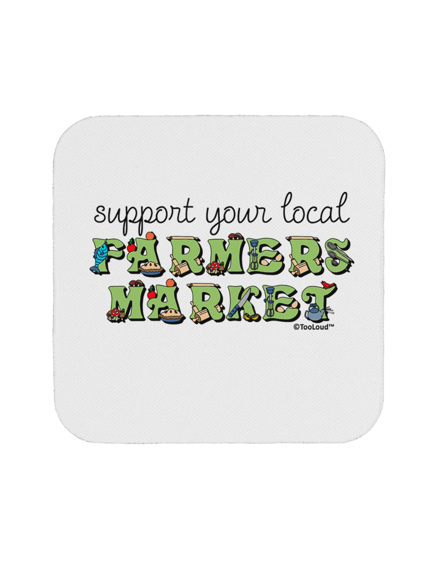 Support Your Local Farmers Market - Color Coaster-Coasters-TooLoud-White-Davson Sales