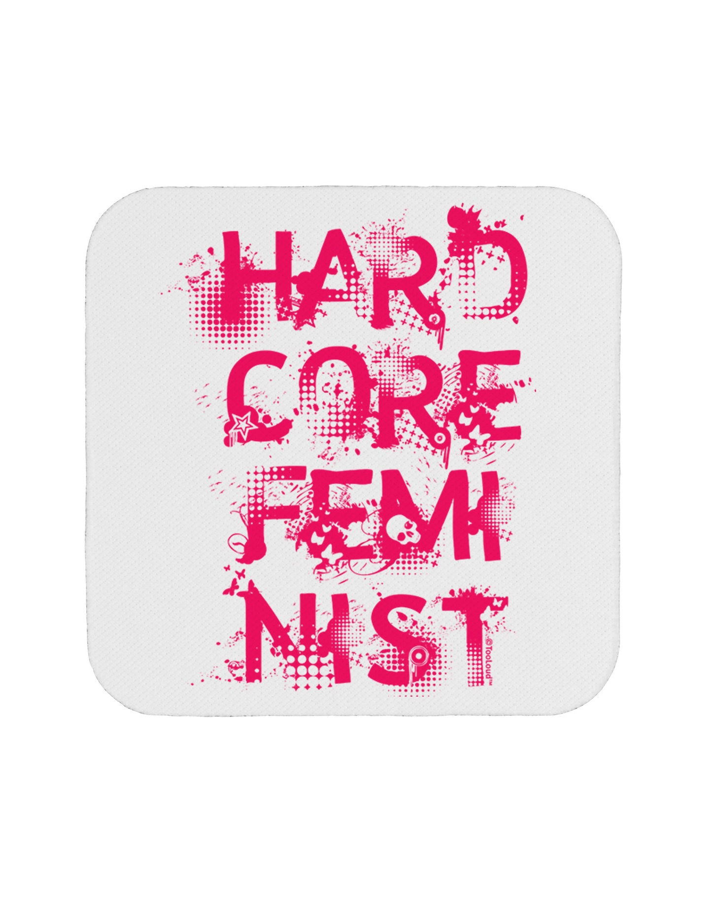 Hardcore Feminist - Pink Coaster-Coasters-TooLoud-White-Davson Sales