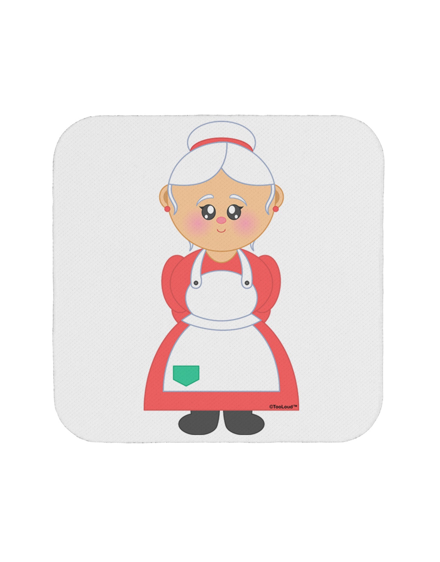 Cute Mrs Santa Claus Christmas Coaster-Coasters-TooLoud-White-Davson Sales