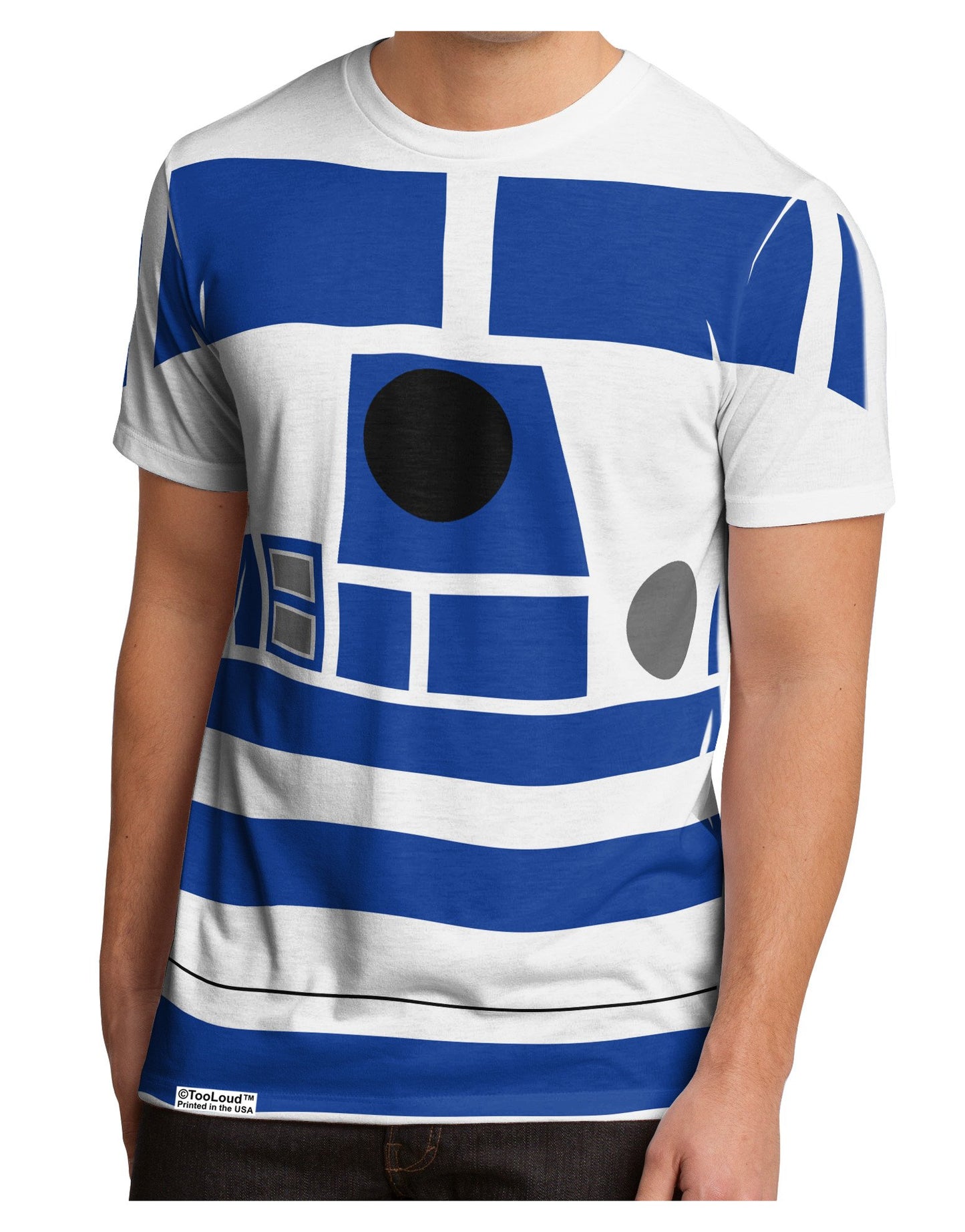 Blue and White Robot AOP Men's Sub Tee Single Side All Over Print-TooLoud-White-2XL-Davson Sales