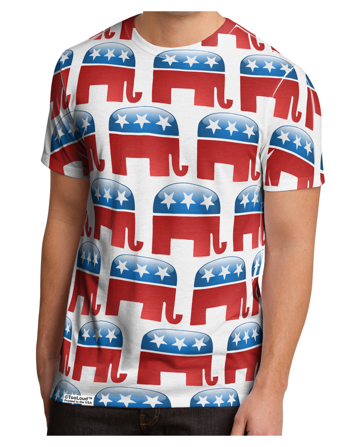 Republican Symbol All Over Men's Sub Tee Dual Sided All Over Print-TooLoud-White-Small-Davson Sales