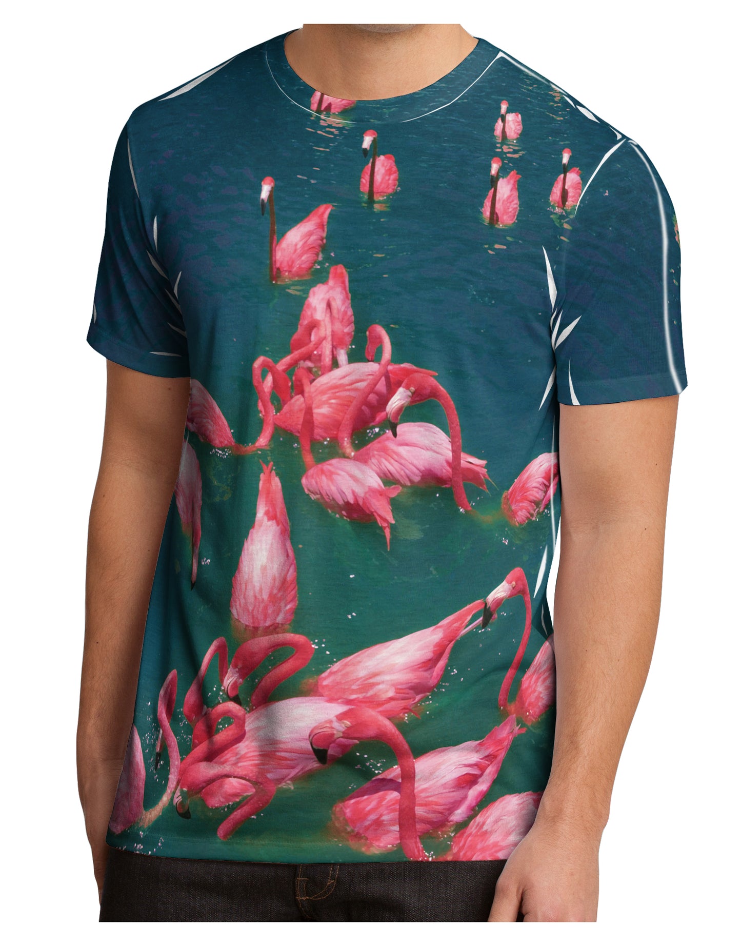 Bright Pink Painted Flamingos Men's Sub Tee Dual Sided All Over Print-TooLoud-White-Small-Davson Sales