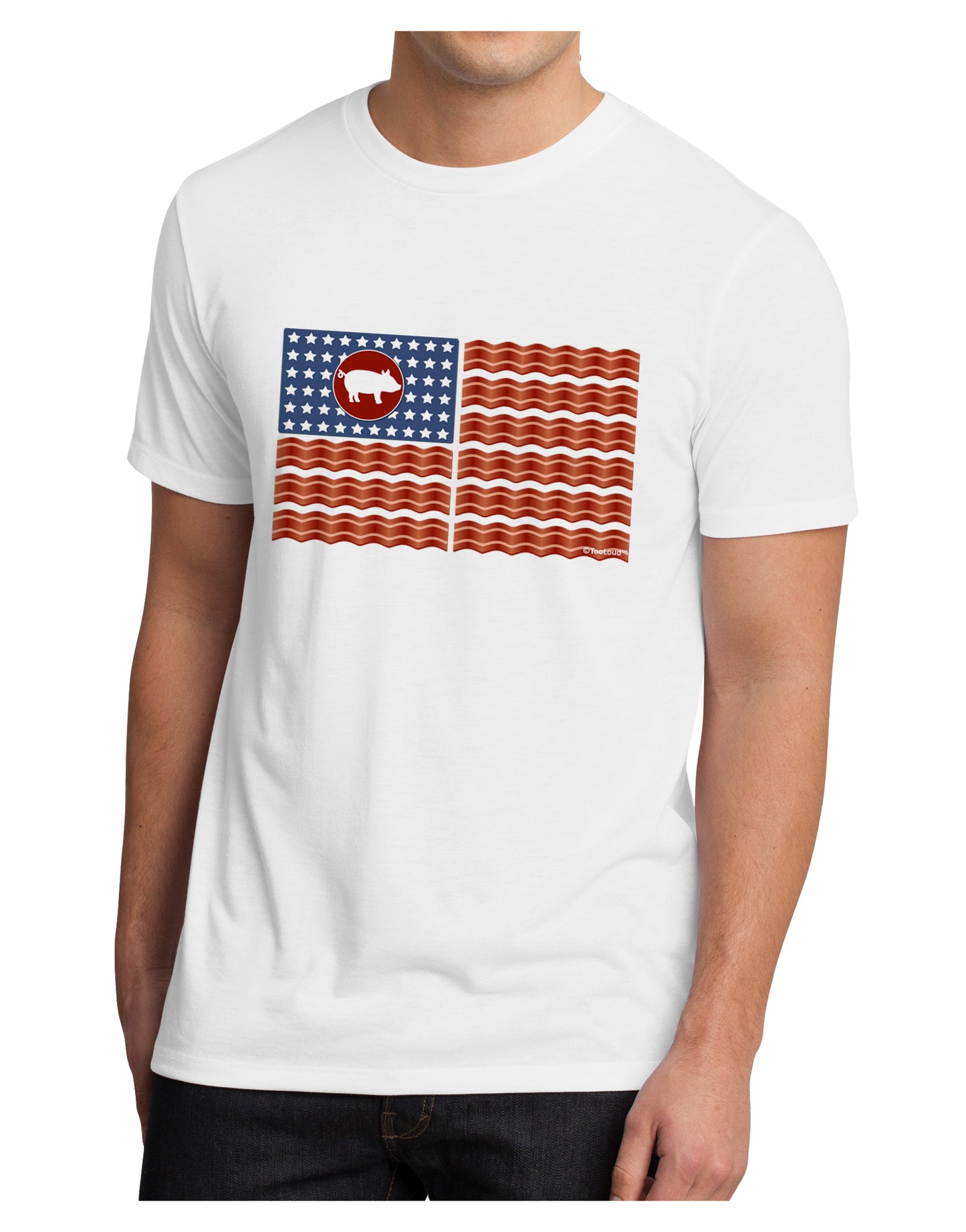 American Bacon Flag Men's Sublimate Tee-TooLoud-White-Small-Davson Sales