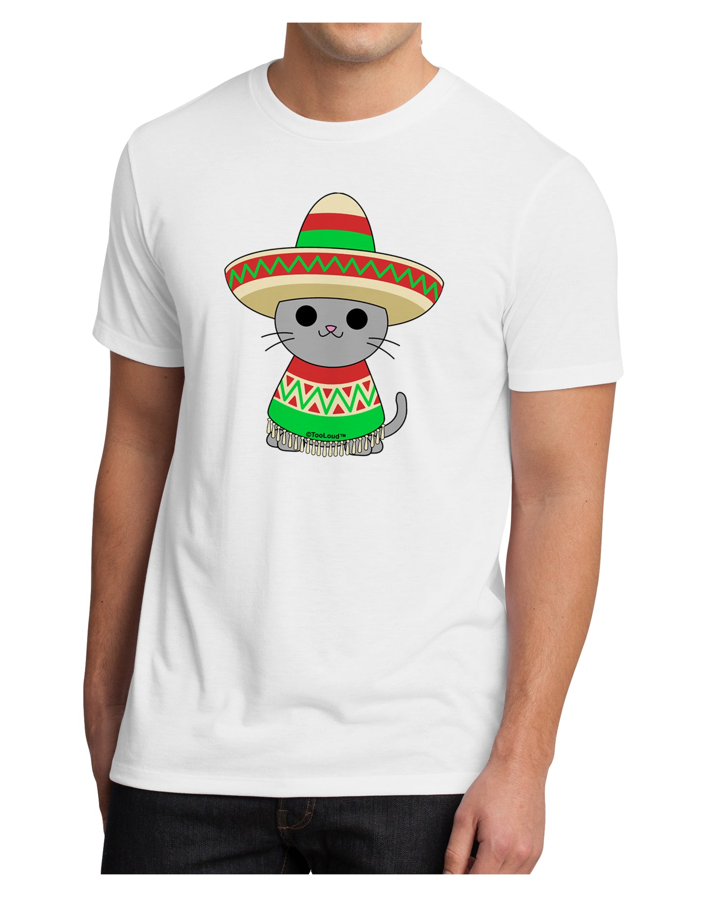 Cat with Sombrero and Poncho Men's Sublimate Tee by TooLoud-TooLoud-White-Small-Davson Sales