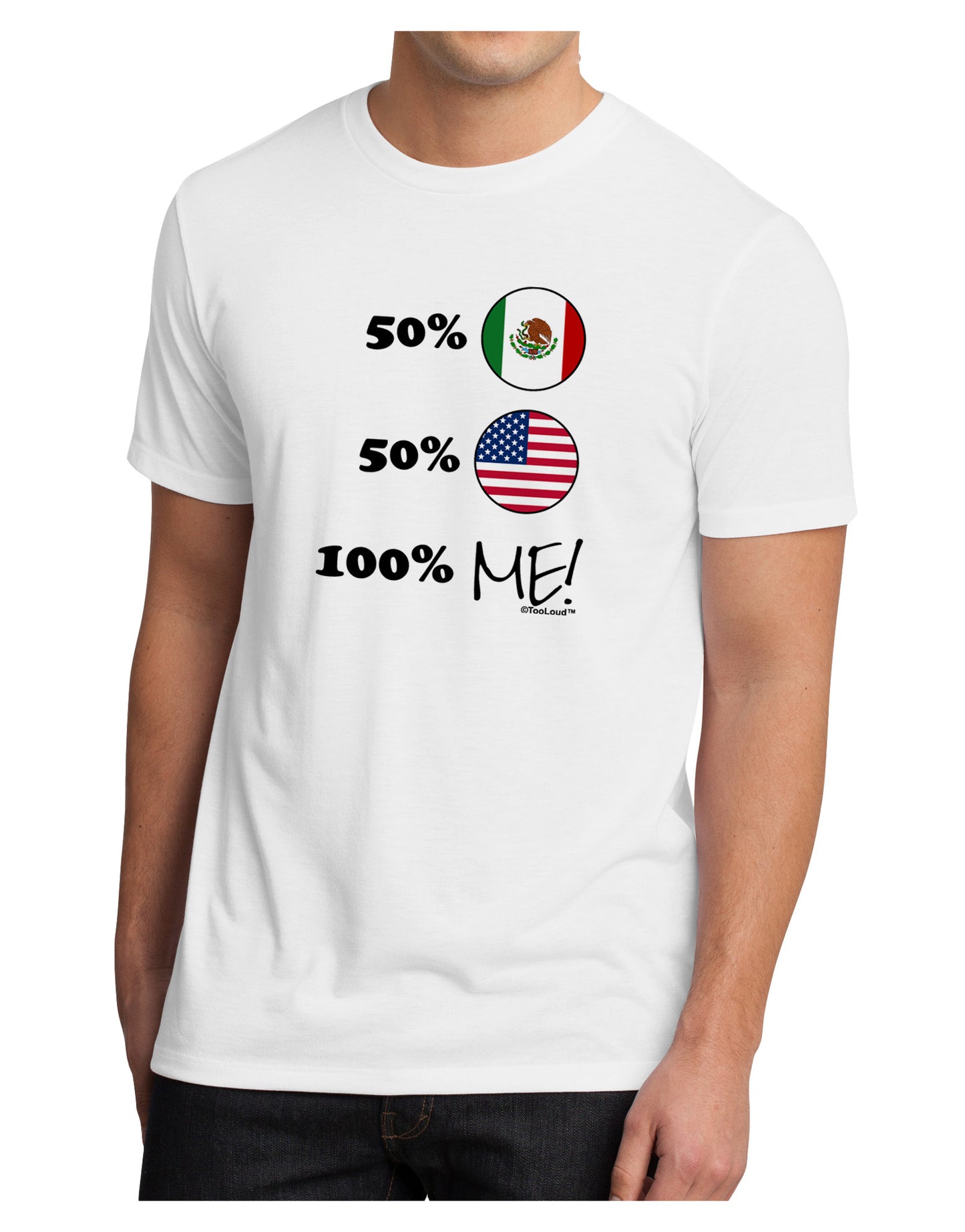 Mexican American 100 Percent Me Men's Sublimate Tee-TooLoud-White-Small-Davson Sales