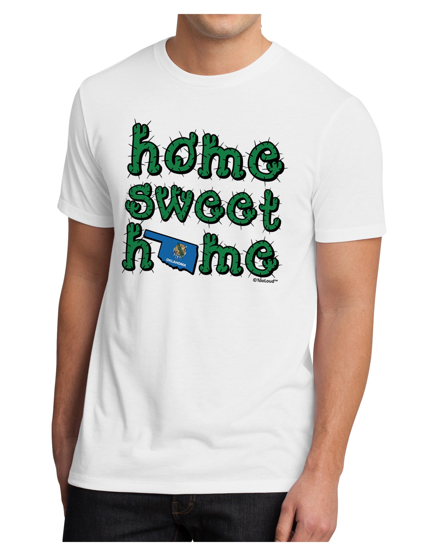 Home Sweet Home - Oklahoma - Cactus and State Flag Men's Sublimate Tee by TooLoud-TooLoud-White-Small-Davson Sales