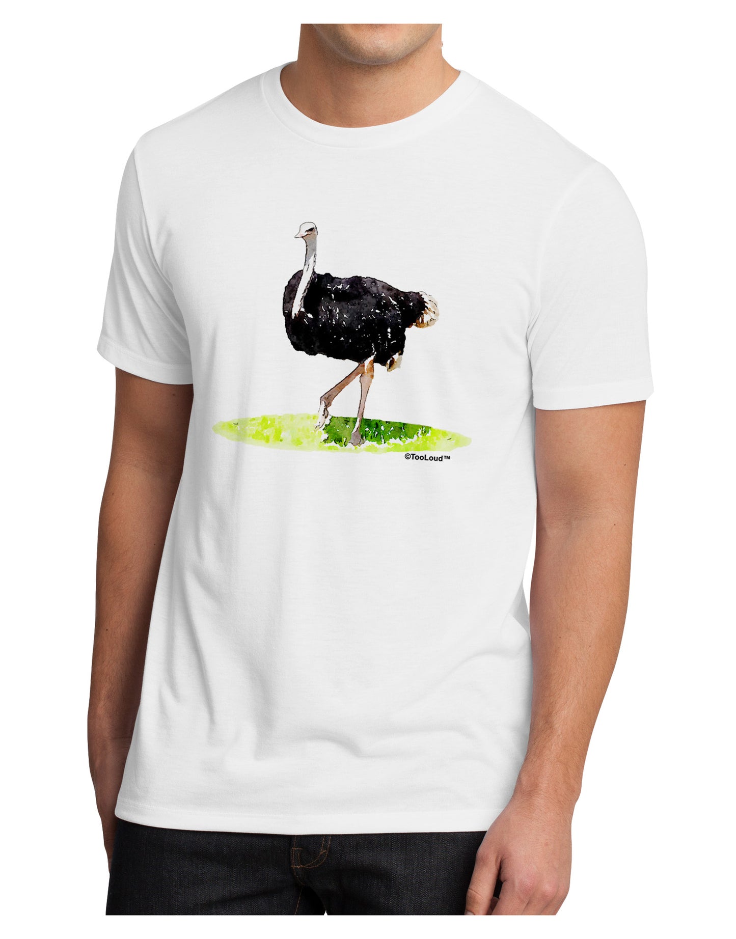 Ostrich Watercolor Men's Sublimate Tee-TooLoud-White-Small-Davson Sales