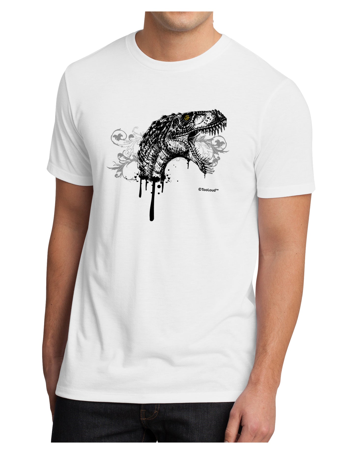 Artistic Ink Style Dinosaur Head Design Men's Sublimate Tee by TooLoud-TooLoud-White-Small-Davson Sales