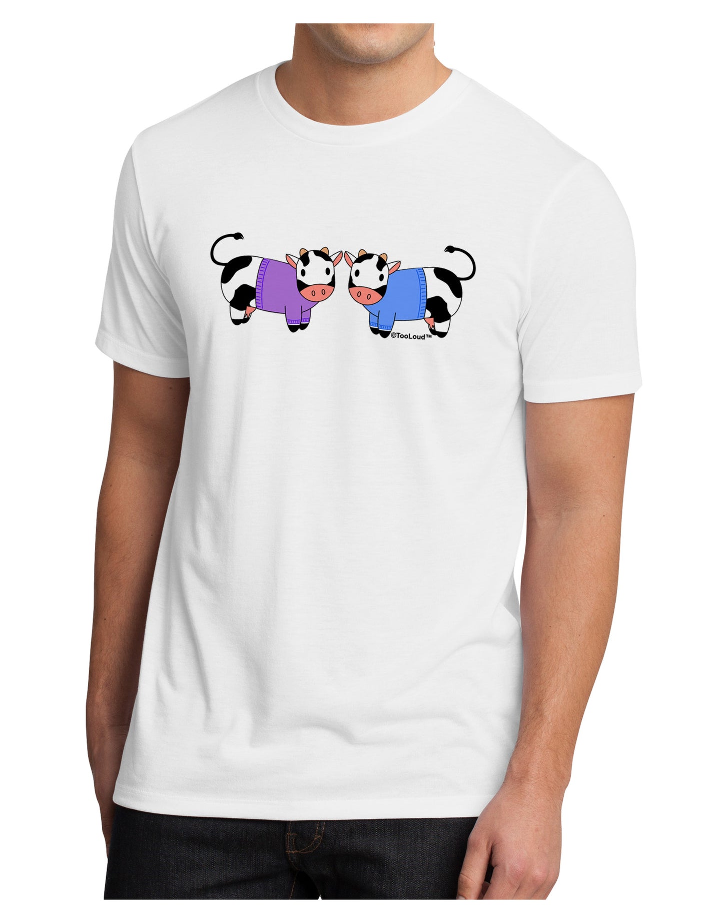 Cute Pair of Sweater Cows Men's Sublimate Tee-TooLoud-White-Small-Davson Sales