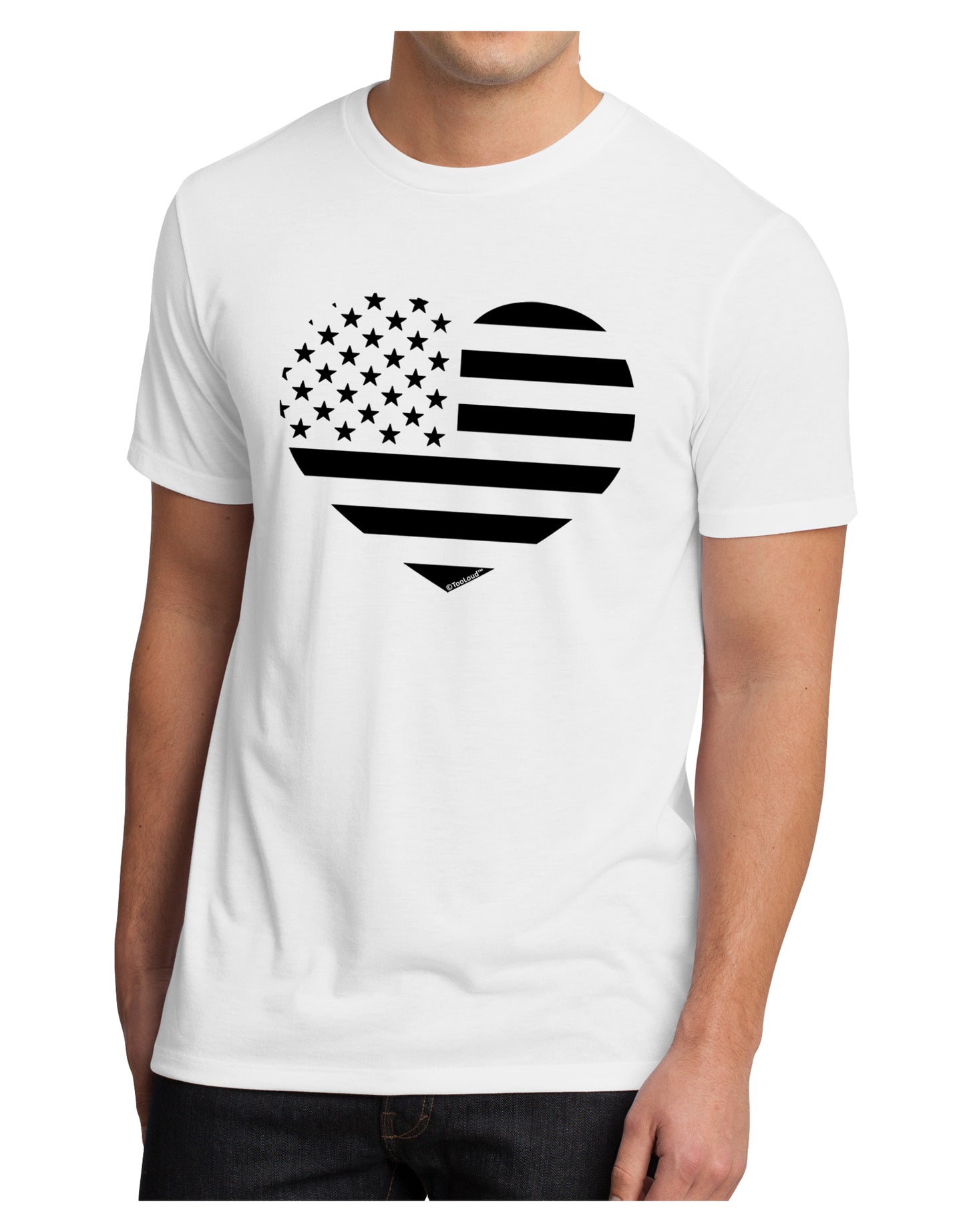American Flag Heart Design - Stamp Style Men's Sublimate Tee by TooLoud-TooLoud-White-Small-Davson Sales