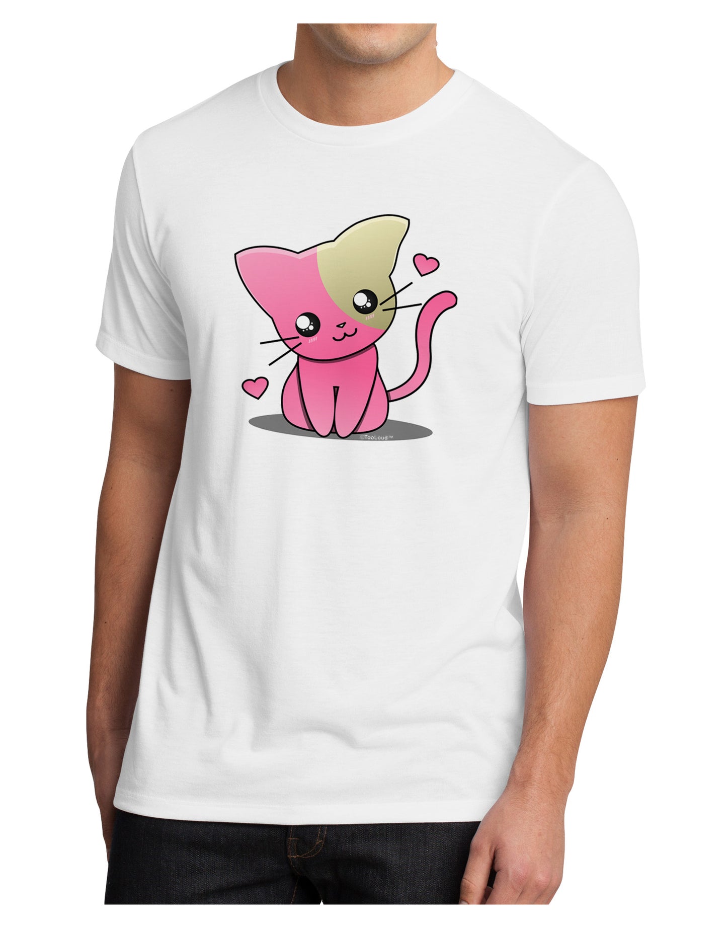 Kawaii Kitty Men's Sublimate Tee-TooLoud-White-Small-Davson Sales