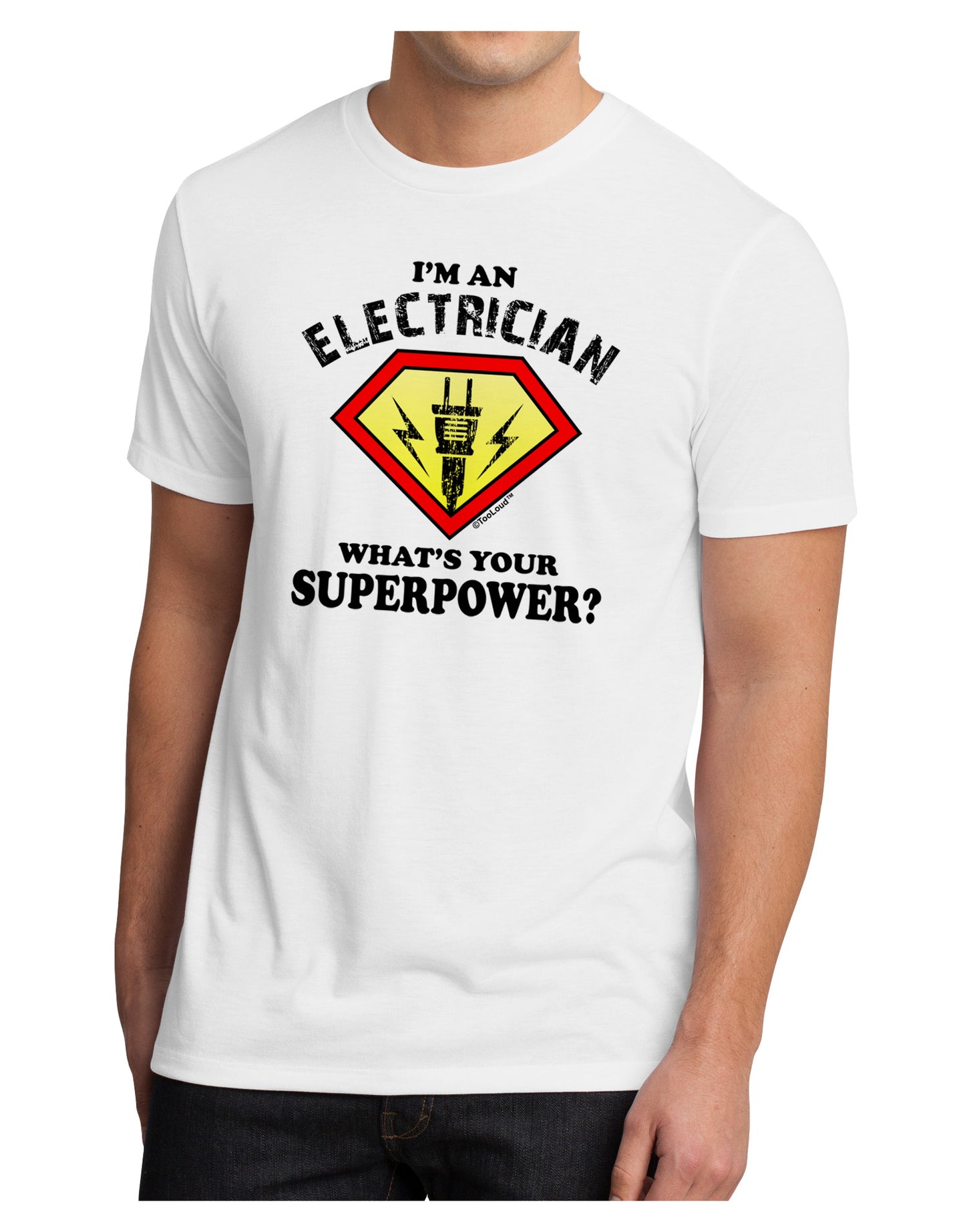 Electrician - Superpower Men's Sublimate Tee-TooLoud-White-Small-Davson Sales