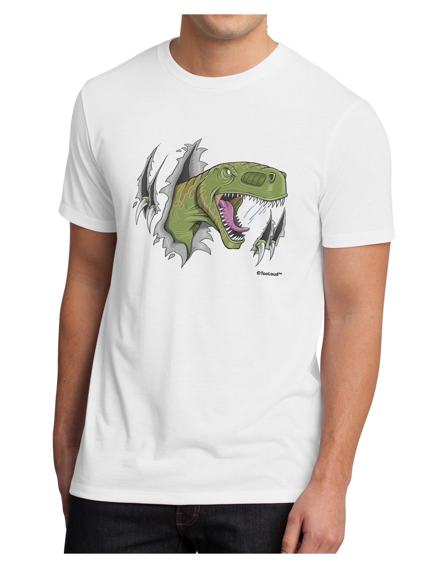 Green Dinosaur Breaking Free Men's Sublimate Tee by TooLoud-TooLoud-White-Small-Davson Sales