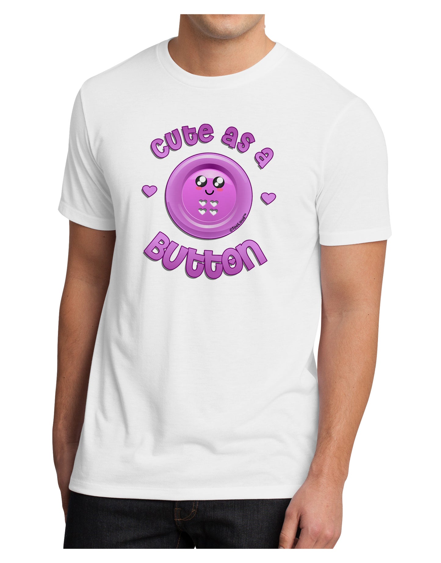 Cute As A Button Smiley Face Men's Sublimate Tee-TooLoud-White-Small-Davson Sales