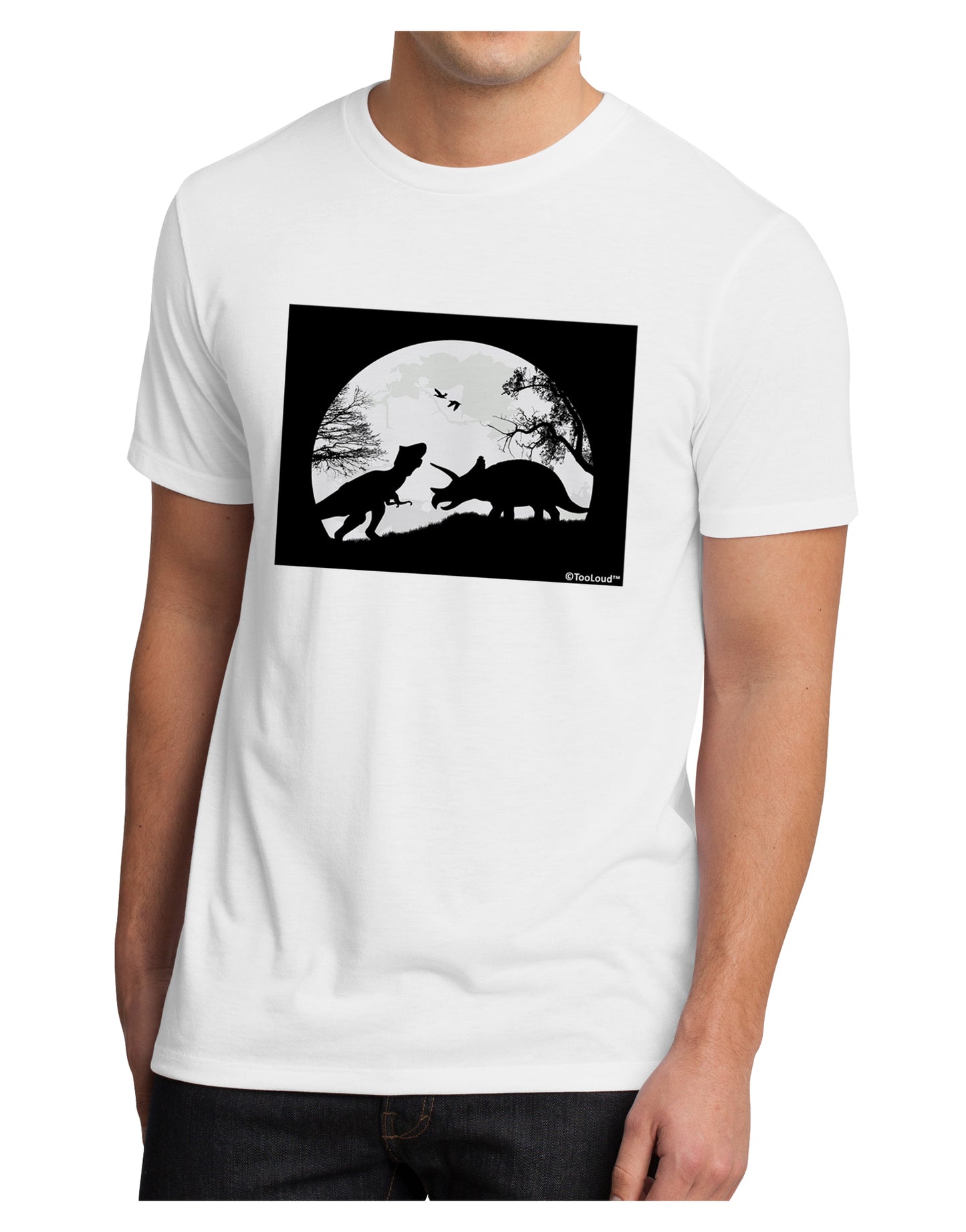 T-Rex and Triceratops Silhouettes Design Men's Sublimate Tee by TooLoud-TooLoud-White-Small-Davson Sales