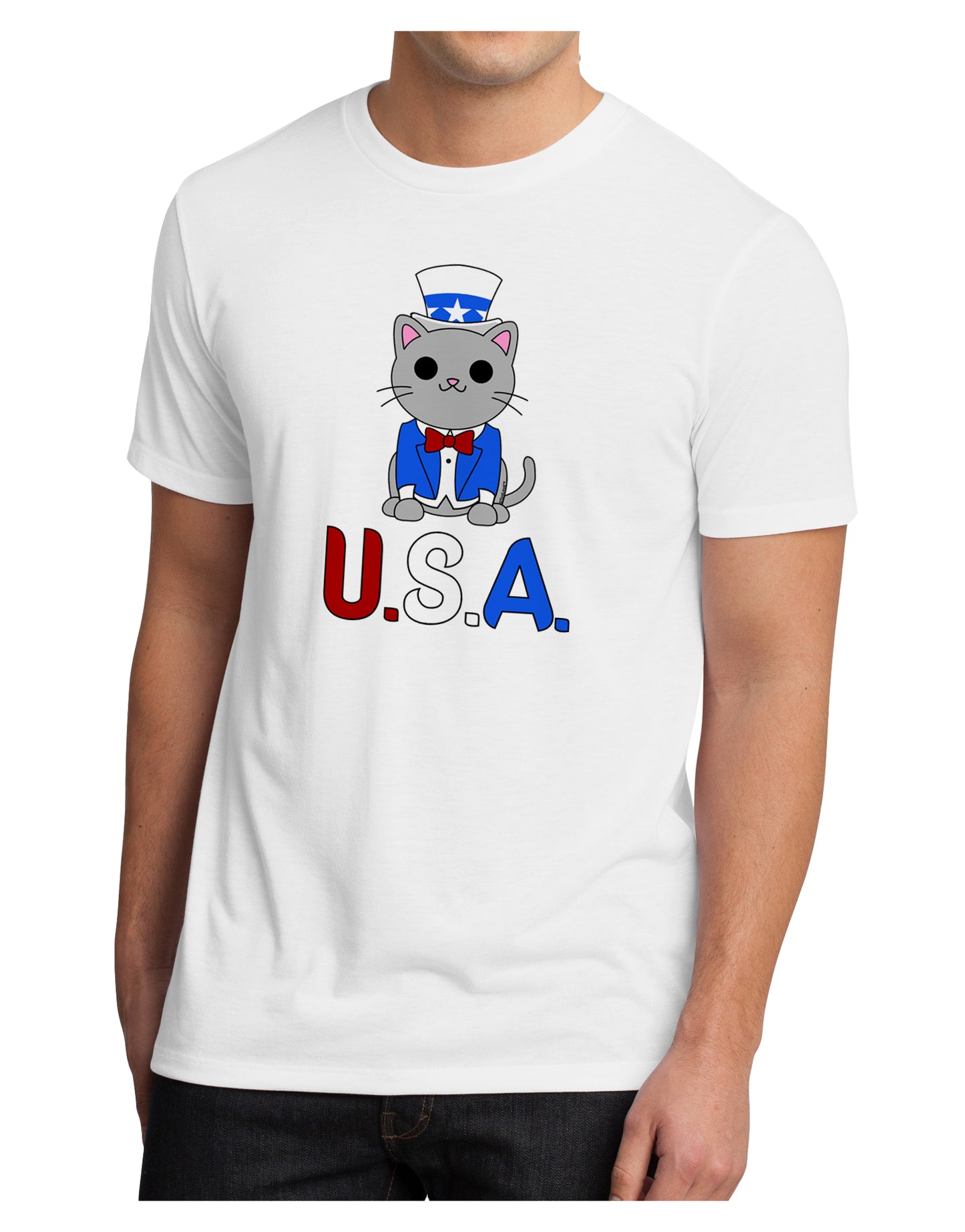 Patriotic Cat - USA Men's Sublimate Tee by TooLoud-TooLoud-White-Small-Davson Sales