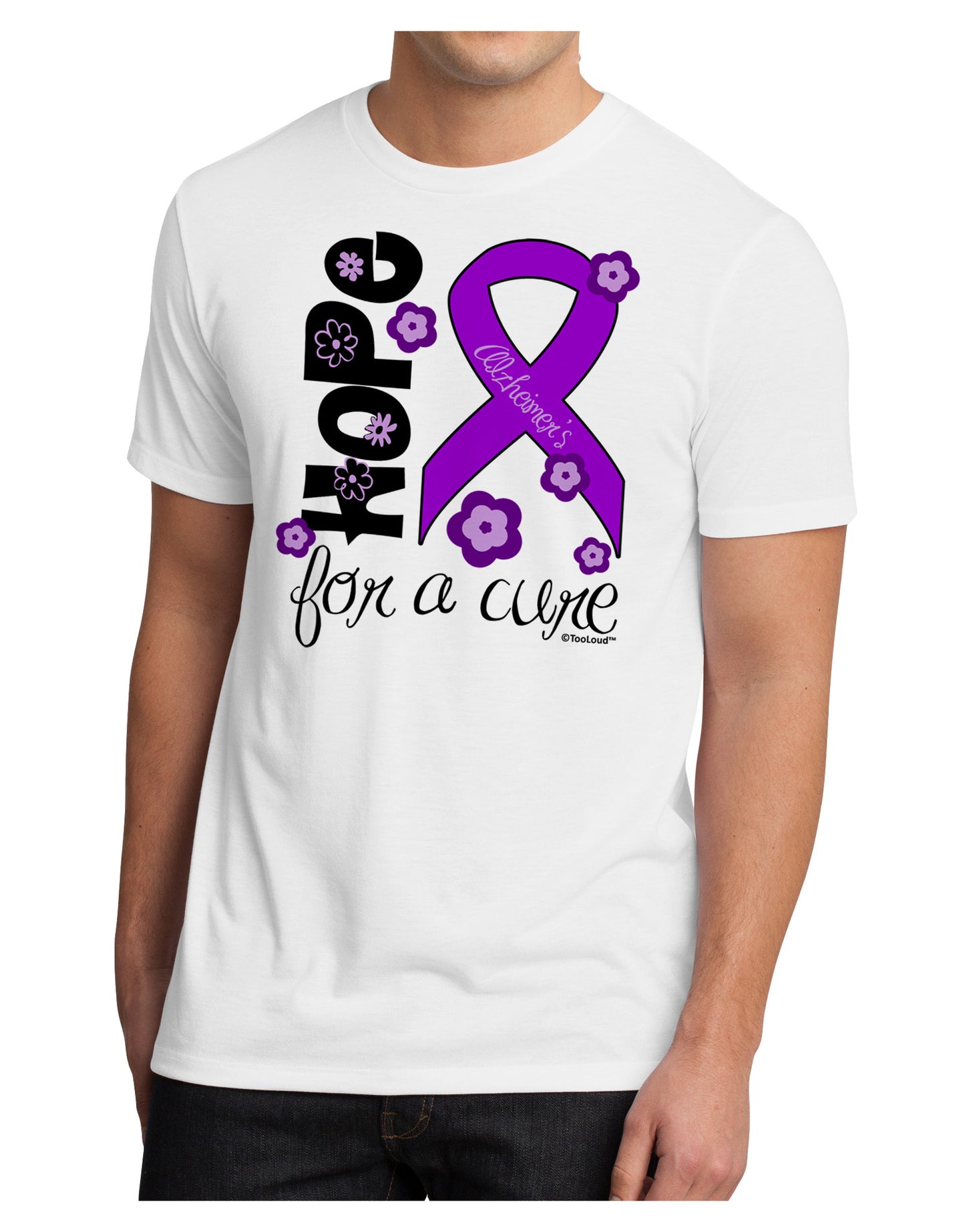 Hope for a Cure - Purple Ribbon Alzheimers Disease - Flowers Men's Sublimate Tee-TooLoud-White-Small-Davson Sales