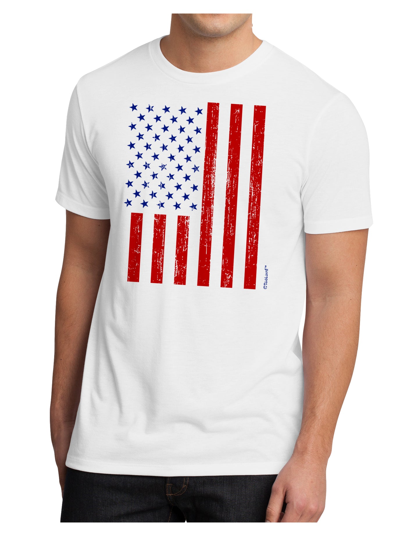 Red and Blue Stamp Style American Flag - Distressed Men's Sublimate Tee by TooLoud-TooLoud-White-Small-Davson Sales