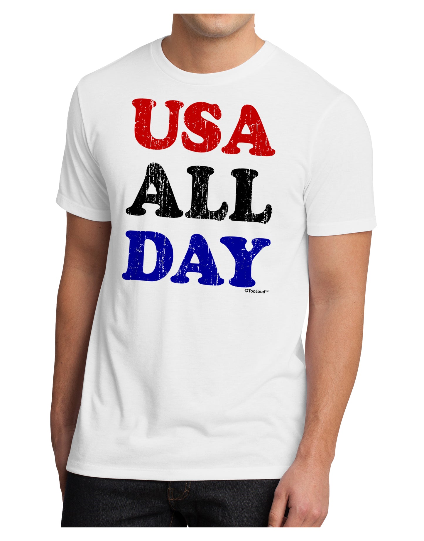 USA All Day - Distressed Patriotic Design Men's Sublimate Tee by TooLoud-TooLoud-White-Small-Davson Sales