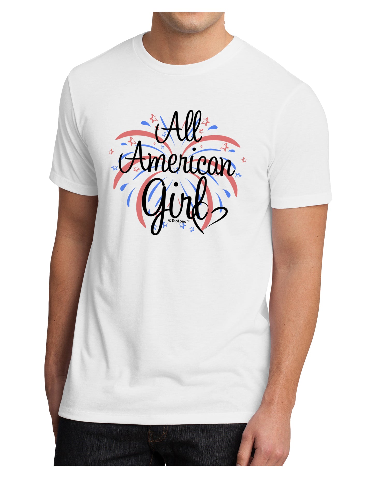 All American Girl - Fireworks and Heart Men's Sublimate Tee by TooLoud-TooLoud-White-Small-Davson Sales