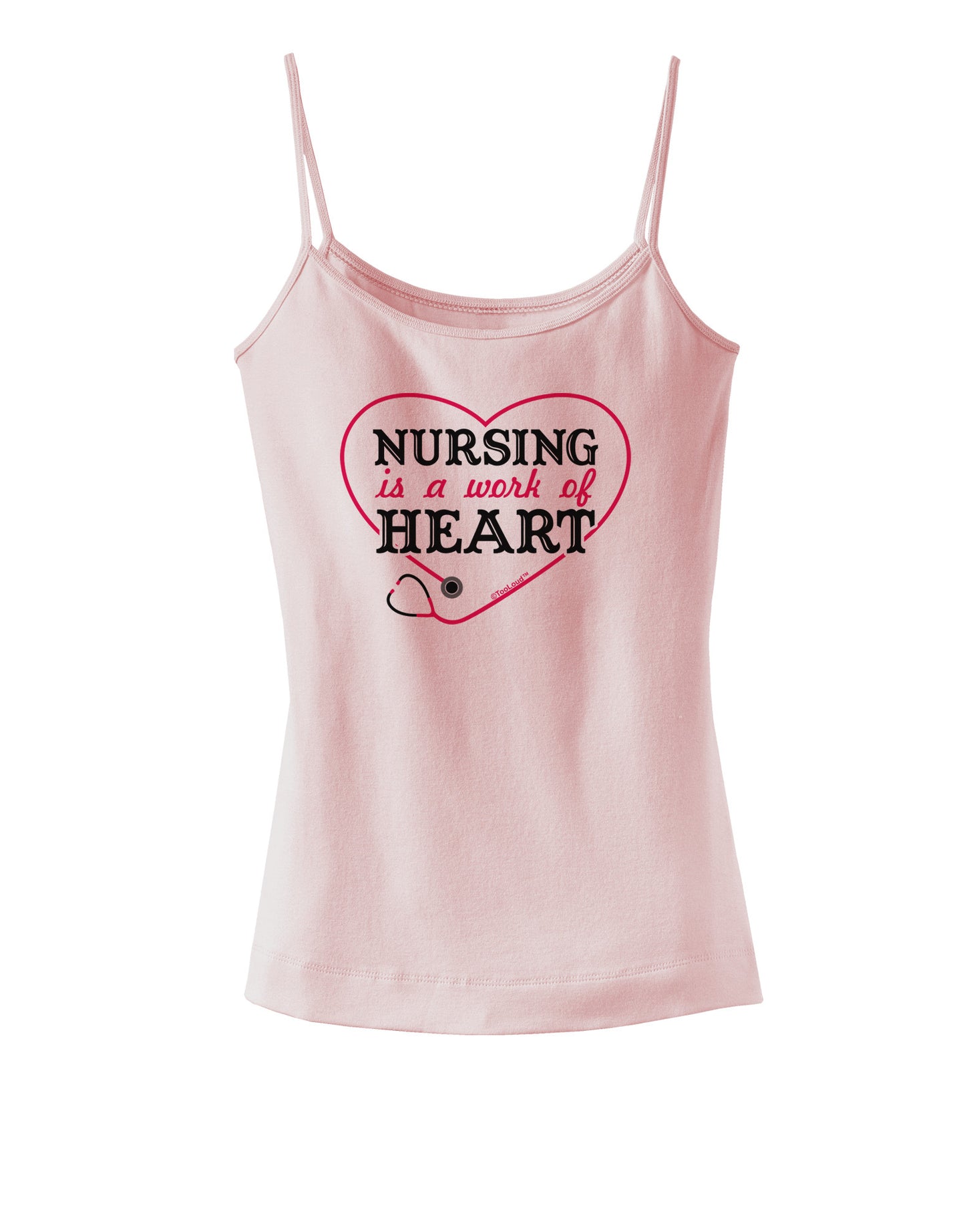 Nursing Is A Work Of Heart Spaghetti Strap Tank-Womens Spaghetti Strap Tanks-TooLoud-SoftPink-X-Small-Davson Sales