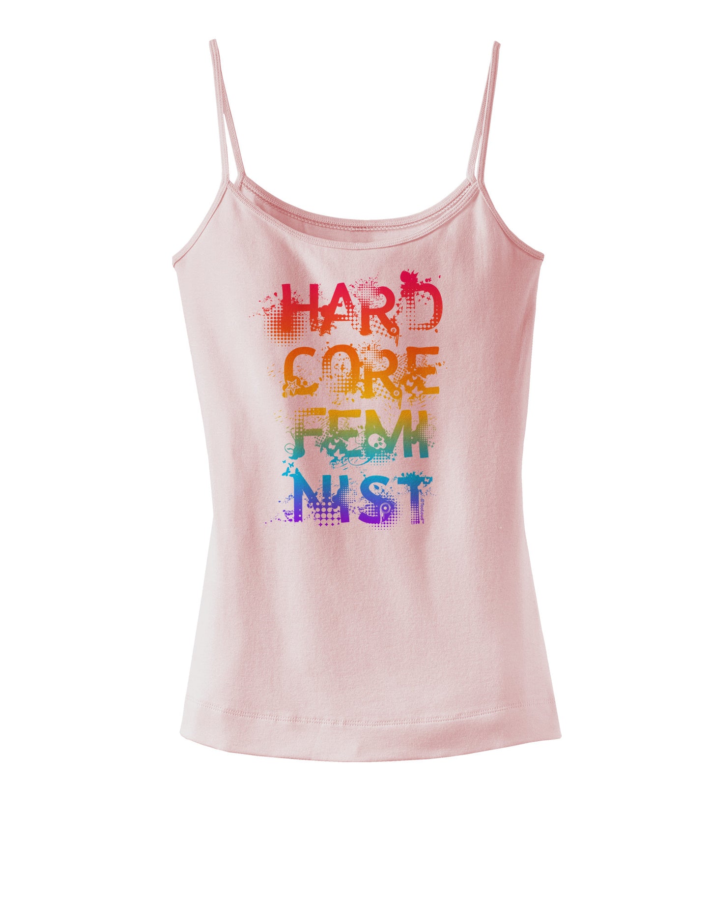 Hardcore Feminist - Rainbow Spaghetti Strap Tank-Womens Spaghetti Strap Tanks-TooLoud-SoftPink-X-Small-Davson Sales