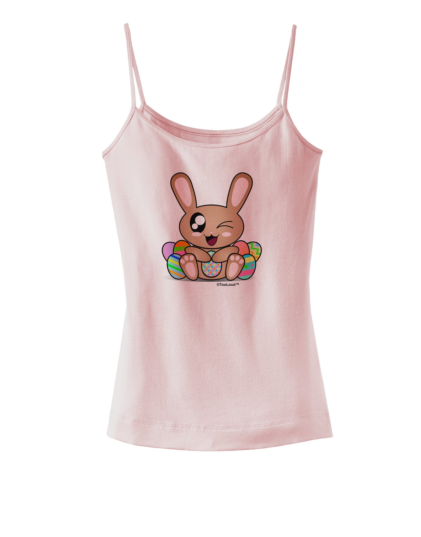 Cute Bunny with Eggs Spaghetti Strap Tank-Womens Spaghetti Strap Tanks-TooLoud-SoftPink-X-Small-Davson Sales