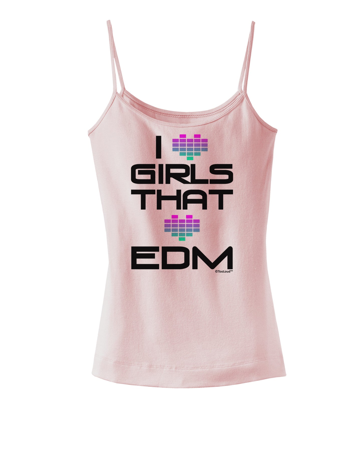 I Heart Girls That Heart EDM Spaghetti Strap Tank-Womens Spaghetti Strap Tanks-TooLoud-SoftPink-X-Small-Davson Sales