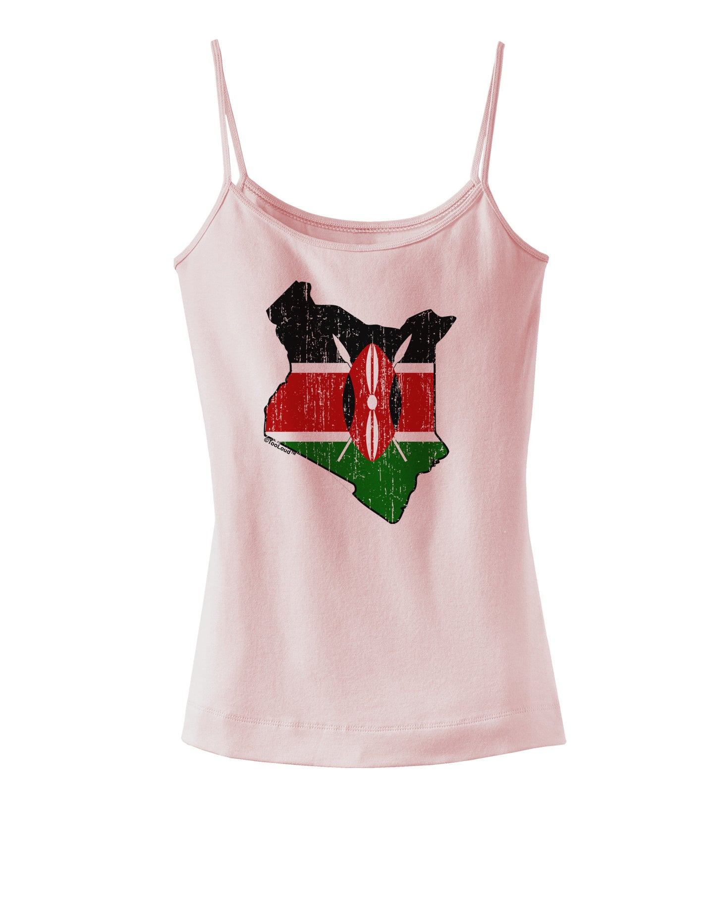 Kenya Flag Silhouette Distressed Spaghetti Strap Tank-Womens Spaghetti Strap Tanks-TooLoud-SoftPink-X-Small-Davson Sales
