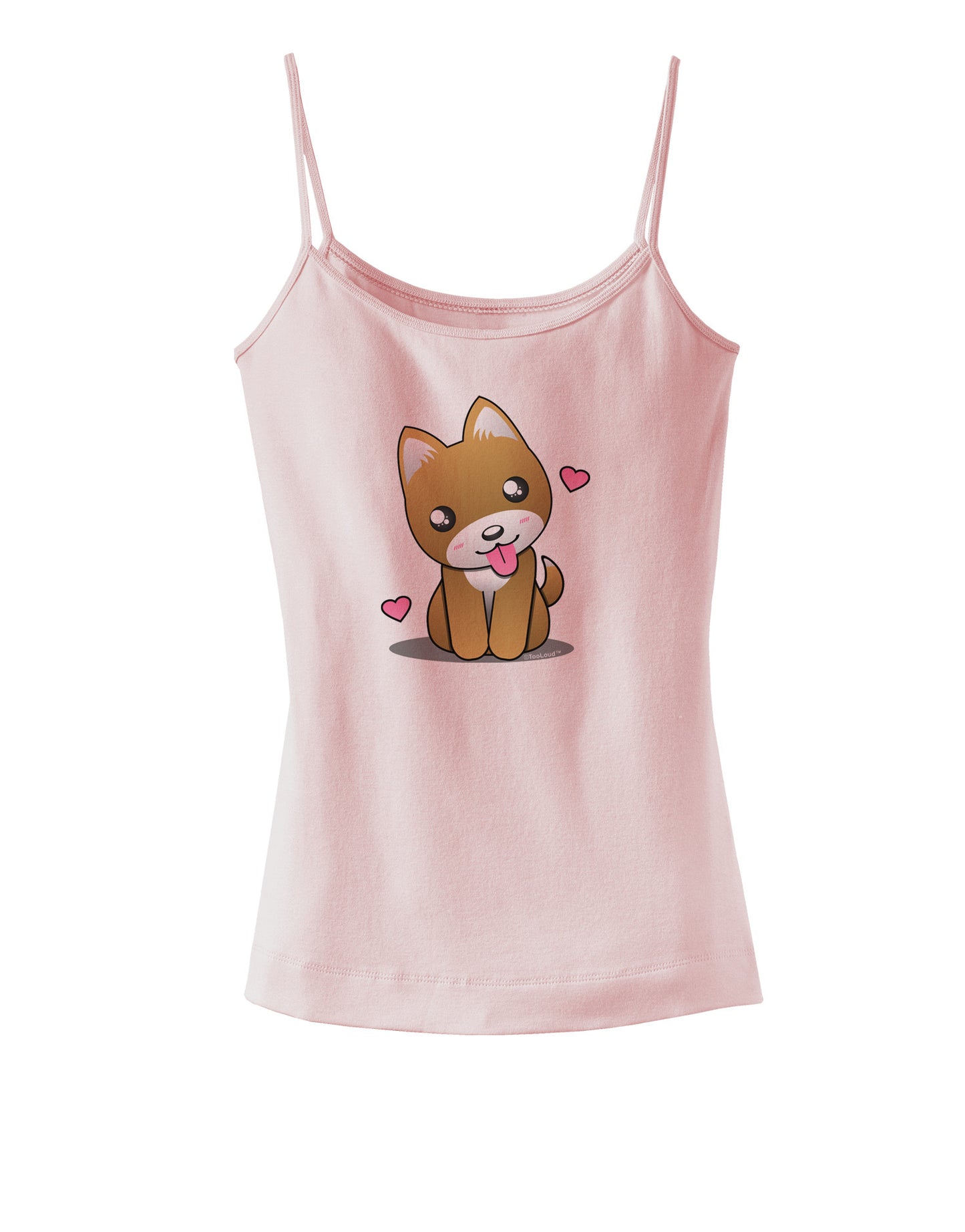 Kawaii Puppy Spaghetti Strap Tank-Womens Spaghetti Strap Tanks-TooLoud-SoftPink-X-Small-Davson Sales
