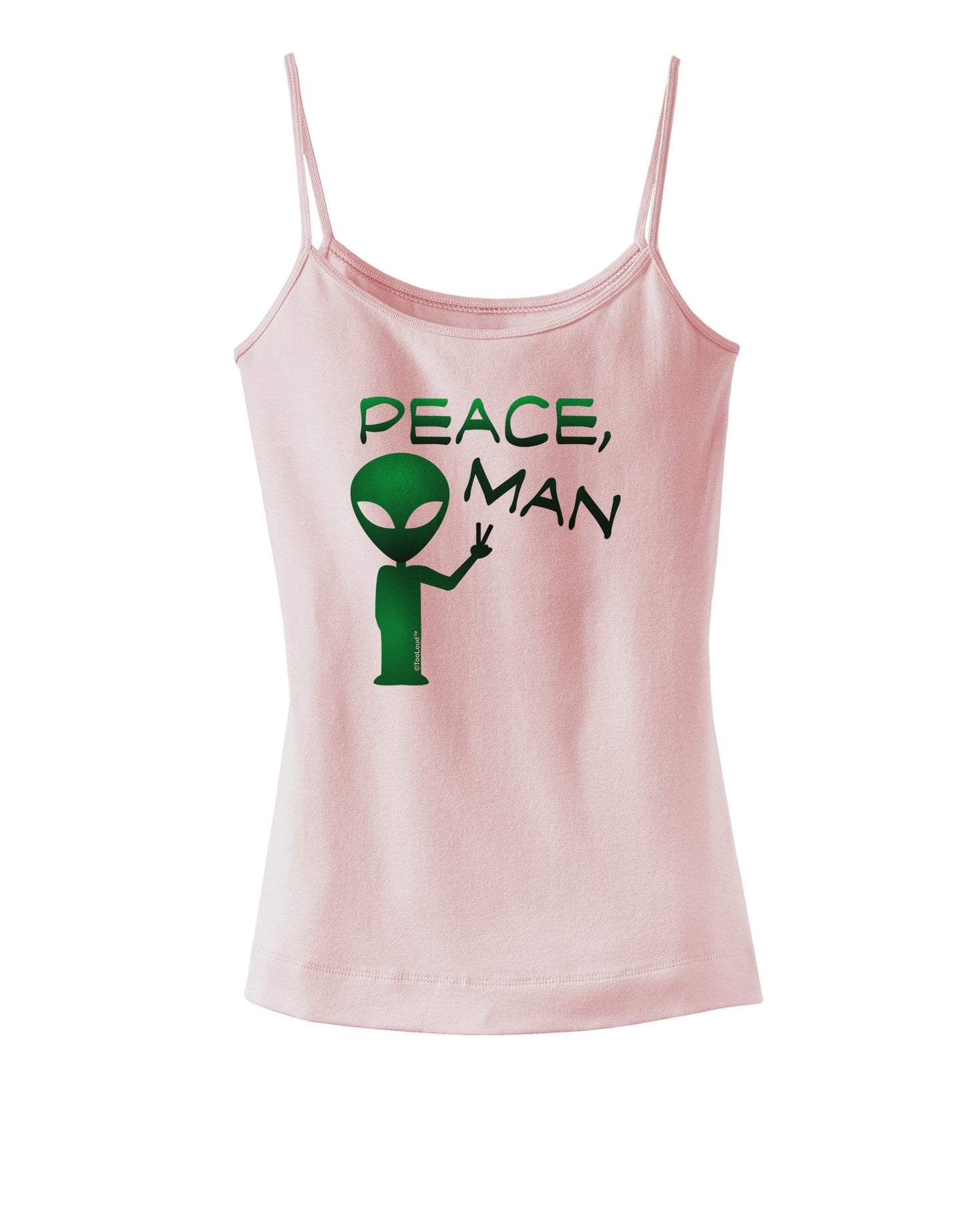 Peace Man Alien Spaghetti Strap Tank-Womens Spaghetti Strap Tanks-TooLoud-SoftPink-X-Small-Davson Sales