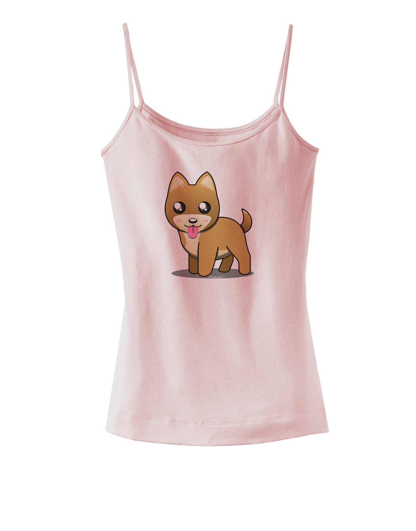 Kawaii Standing Puppy Spaghetti Strap Tank-Womens Spaghetti Strap Tanks-TooLoud-SoftPink-X-Small-Davson Sales