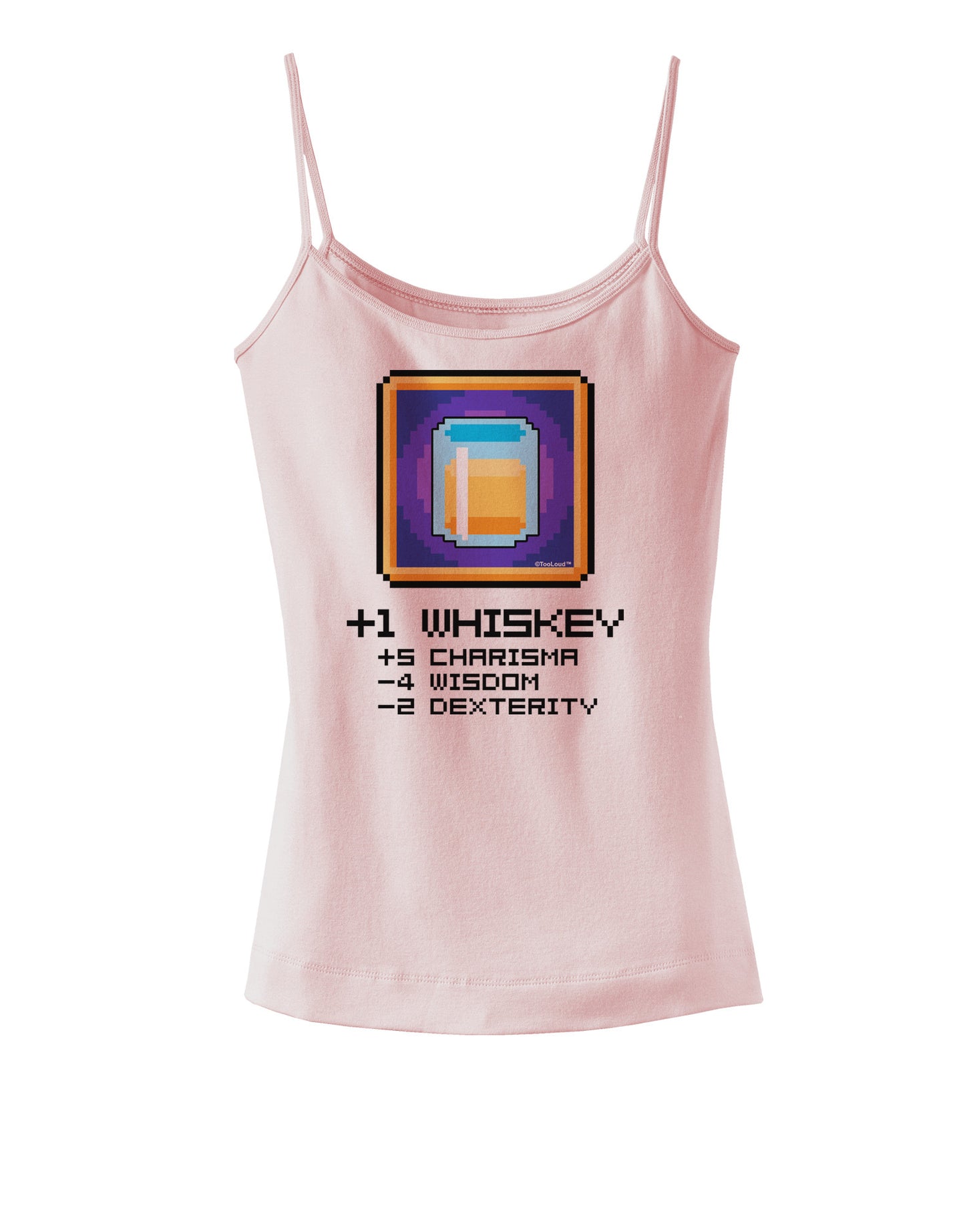 Pixel Whiskey Item Spaghetti Strap Tank-Womens Spaghetti Strap Tanks-TooLoud-SoftPink-X-Small-Davson Sales