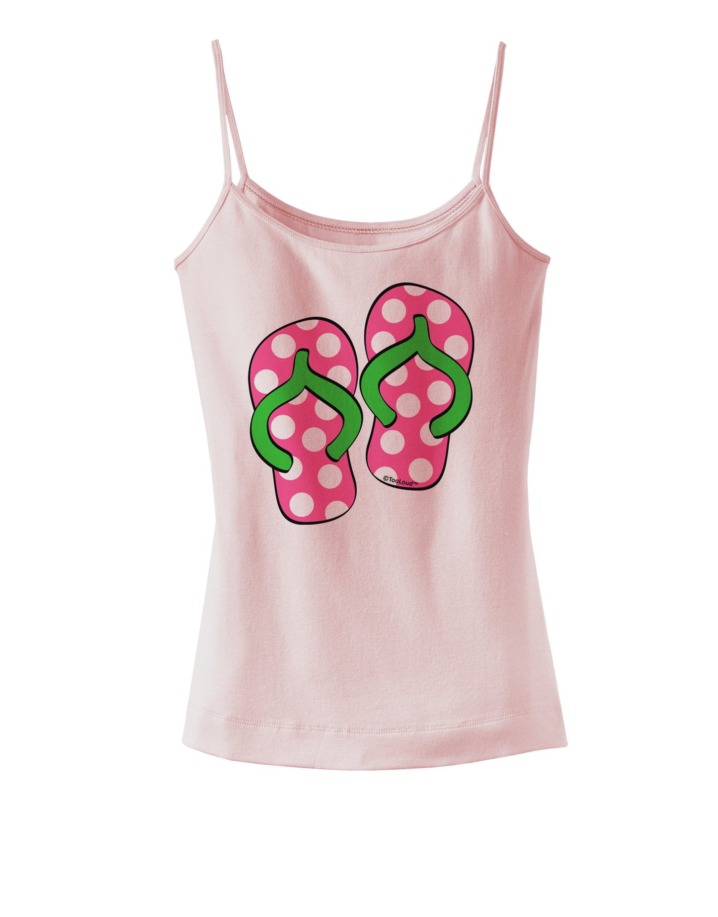Cute Polka Dot Flip Flops - Pink and Green Spaghetti Strap Tank-Womens Spaghetti Strap Tanks-TooLoud-SoftPink-X-Small-Davson Sales