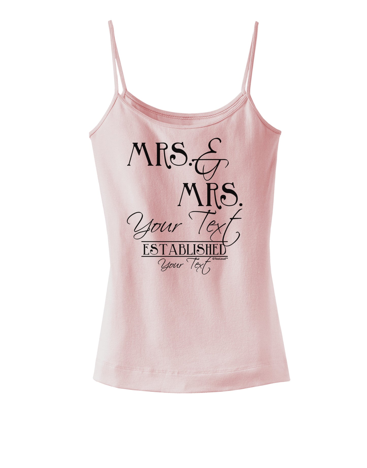 Personalized Mrs and Mrs Lesbian Wedding - Name- Established -Date- Design Spaghetti Strap Tank-Womens Spaghetti Strap Tanks-TooLoud-SoftPink-X-Small-Davson Sales