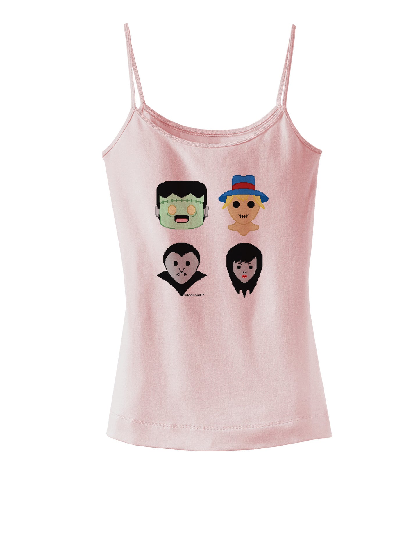 Cute Pixel Monsters Spaghetti Strap Tank-Womens Spaghetti Strap Tanks-TooLoud-SoftPink-X-Small-Davson Sales