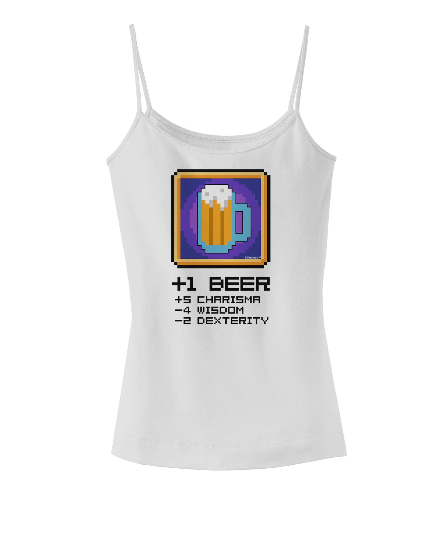 Pixel Beer Item Spaghetti Strap Tank-Womens Spaghetti Strap Tanks-TooLoud-White-X-Small-Davson Sales