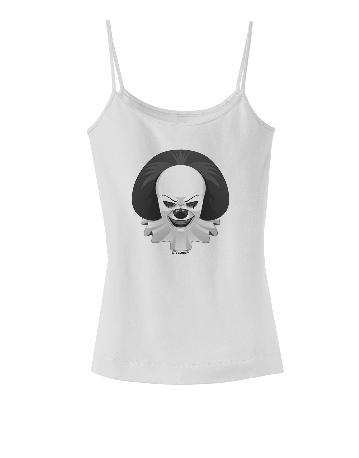 Scary Clown Grayscale Spaghetti Strap Tank-Womens Spaghetti Strap Tanks-TooLoud-White-X-Small-Davson Sales