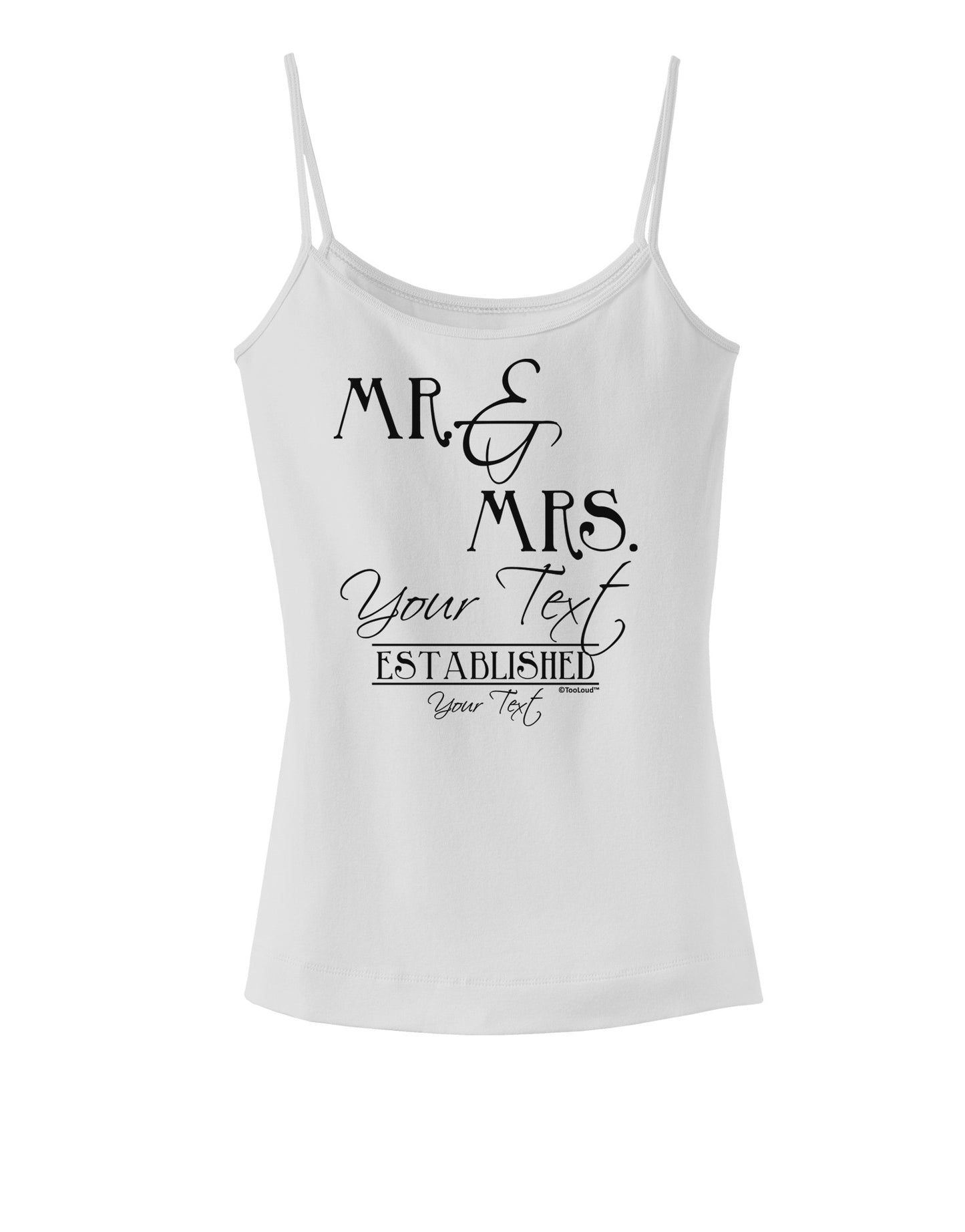 Personalized Mr and Mrs -Name- Established -Date- Design Spaghetti Strap Tank-Womens Spaghetti Strap Tanks-TooLoud-White-X-Small-Davson Sales