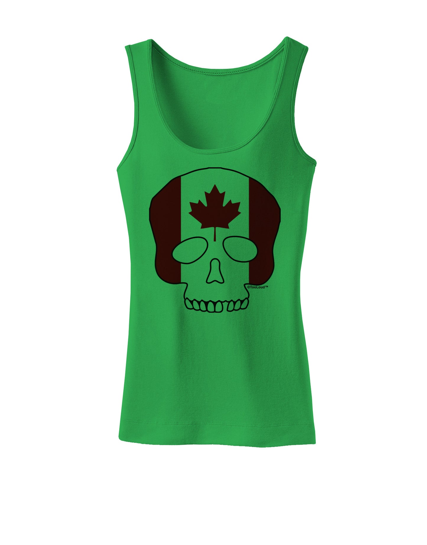 Skull Flag Canada Womens Petite Tank Top-TooLoud-KellyGreen-X-Small-Davson Sales