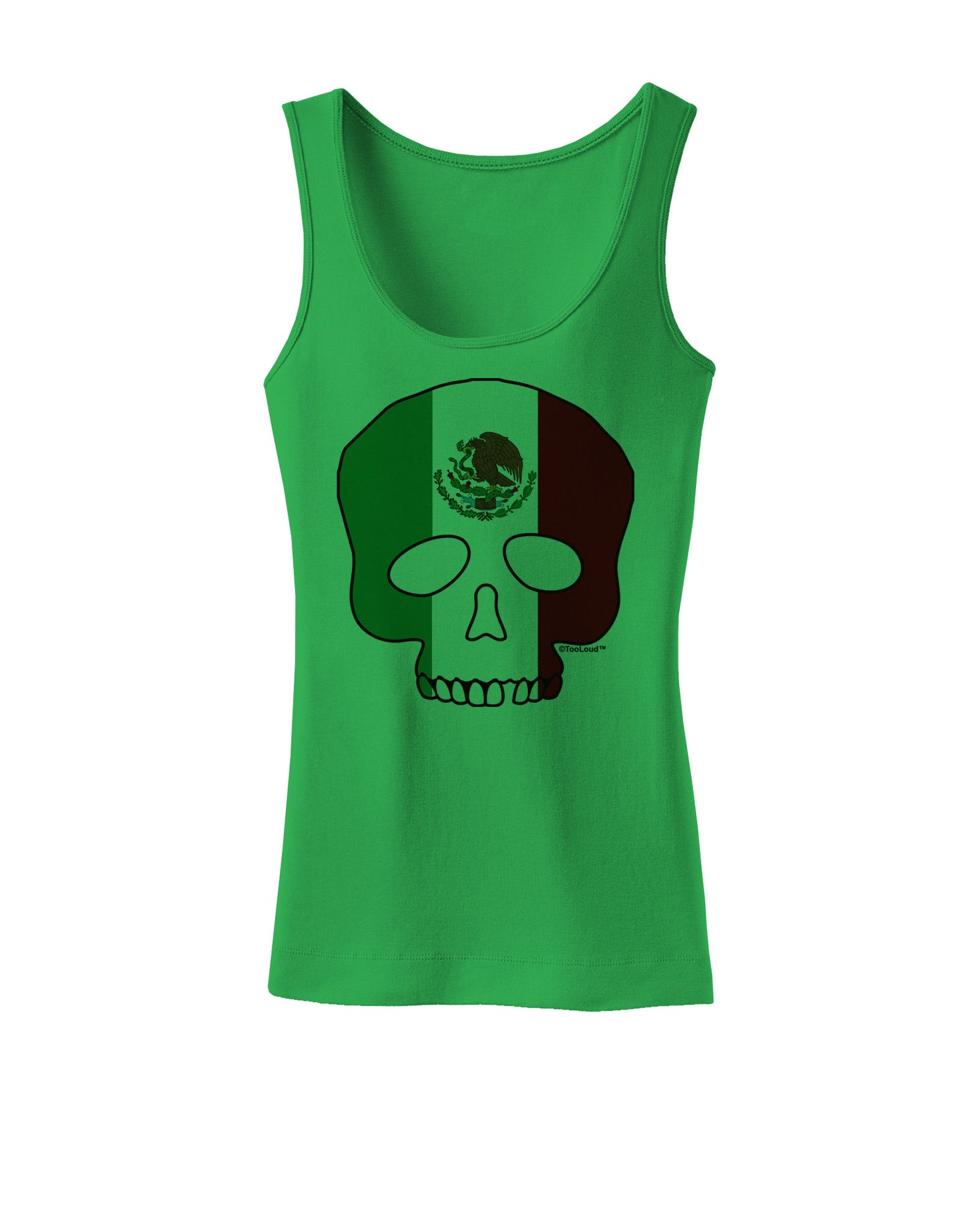 Skull Flag Mexico Womens Petite Tank Top-TooLoud-KellyGreen-X-Small-Davson Sales