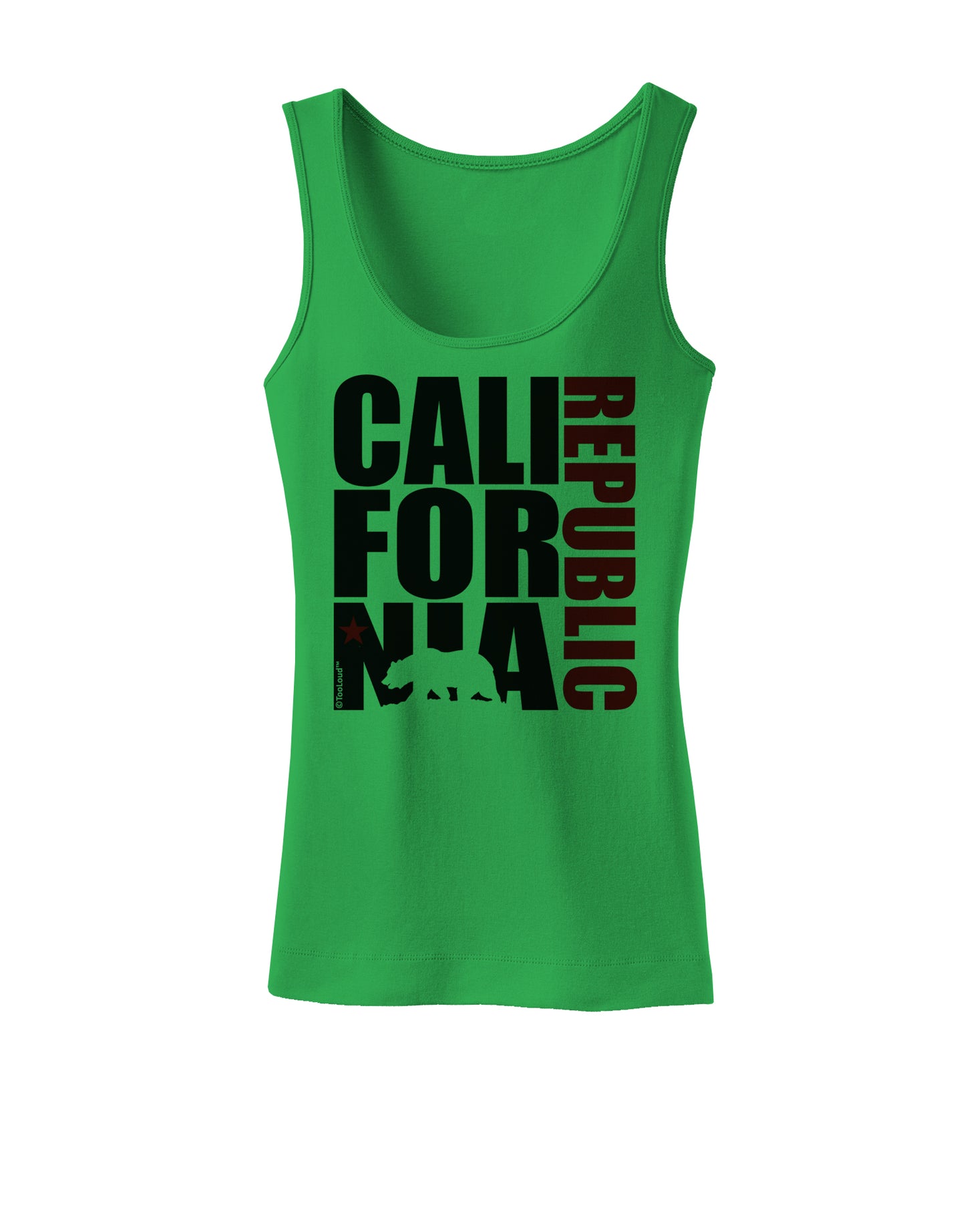 California Republic Design - California Red Star and Bear Womens Tank Top by TooLoud-Womens Tank Tops-TooLoud-KellyGreen-X-Small-Davson Sales