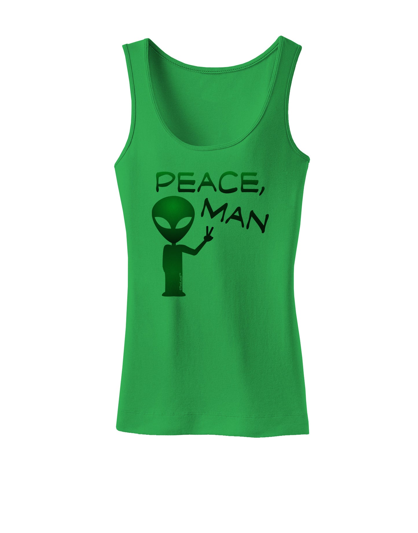 Peace Man Alien Womens Petite Tank Top-TooLoud-KellyGreen-X-Small-Davson Sales