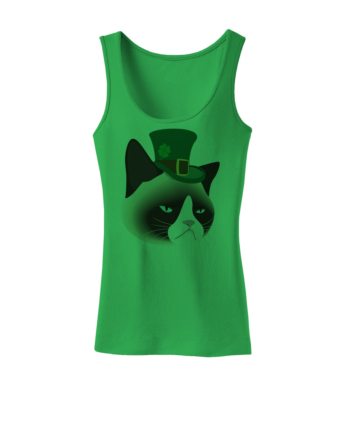 Leprechaun Disgruntled Cat Womens Petite Tank Top-TooLoud-KellyGreen-X-Small-Davson Sales
