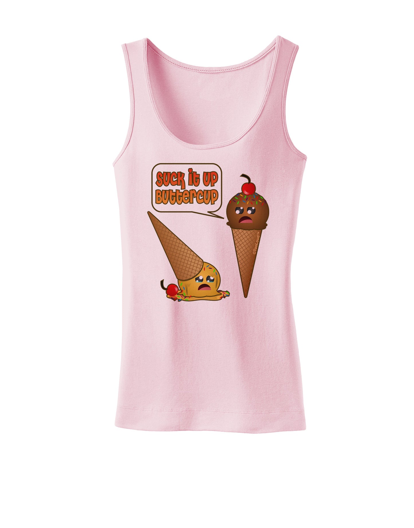 Suck It Up Buttercup Icecream Womens Petite Tank Top-TooLoud-SoftPink-X-Small-Davson Sales