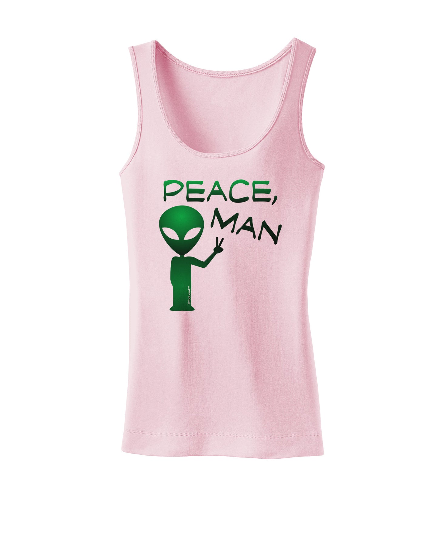 Peace Man Alien Womens Petite Tank Top-TooLoud-SoftPink-X-Small-Davson Sales